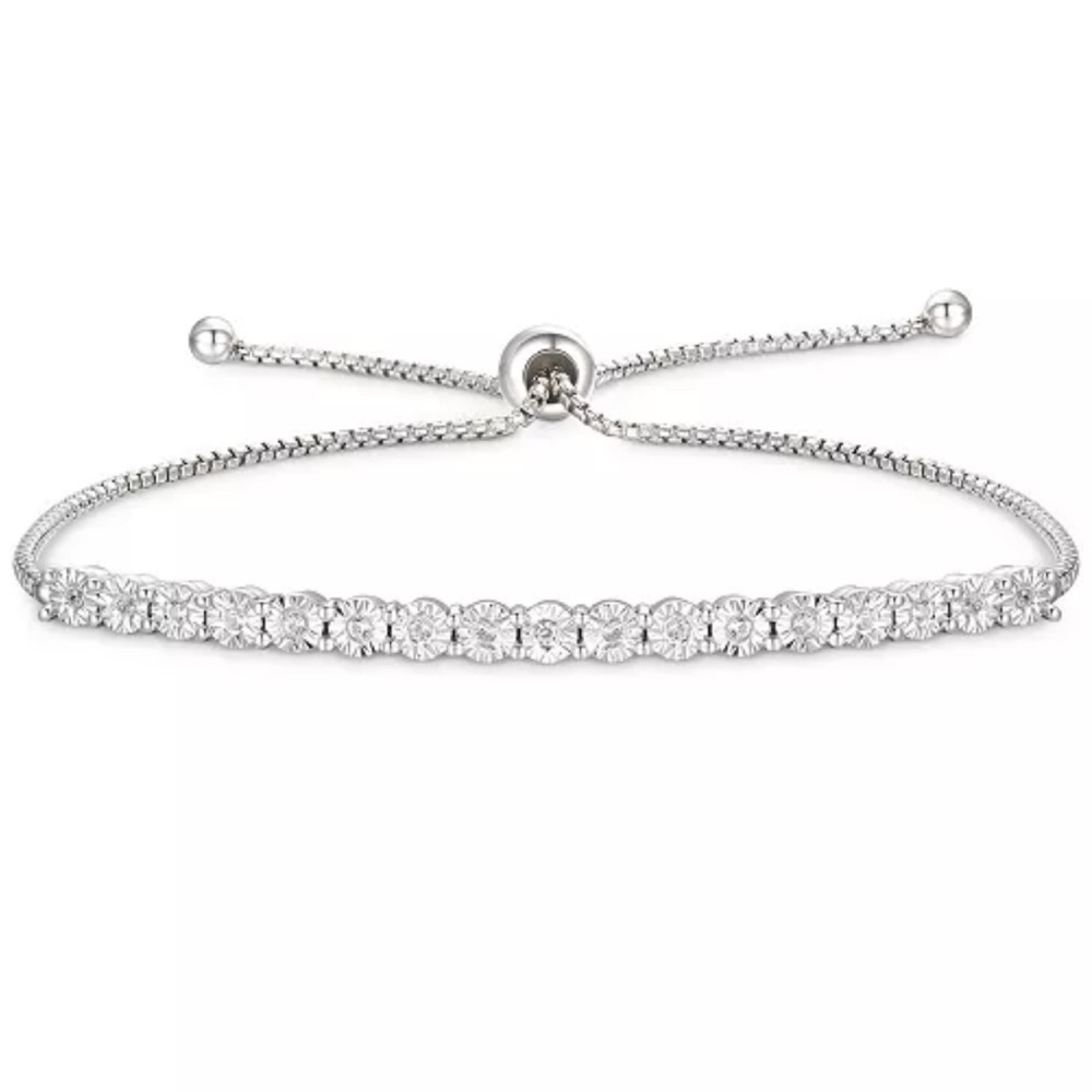 Diamond Bolo Bracelet (1/10 ct. t.w.) in Sterling Silver–Adjustable Tennis Style